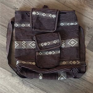 Black and Red Patterned Backpack